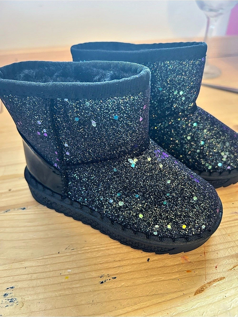Black Glitter Winter Boots US 9